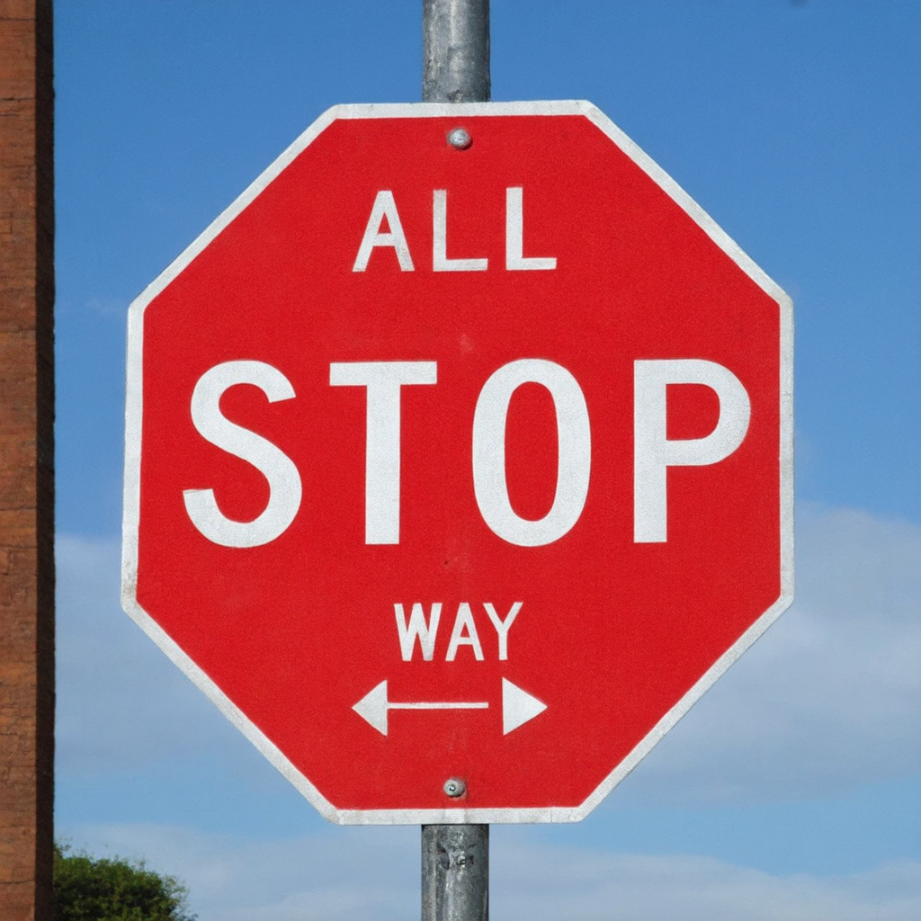 Stop sign with standard CFG showing text artifacts